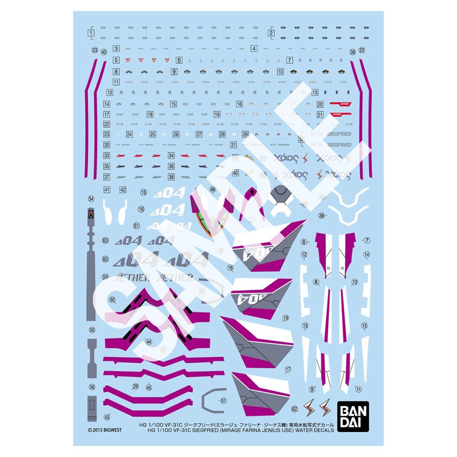 GND: HG: 1/100: Siegfried (VF-31C) Decal box art