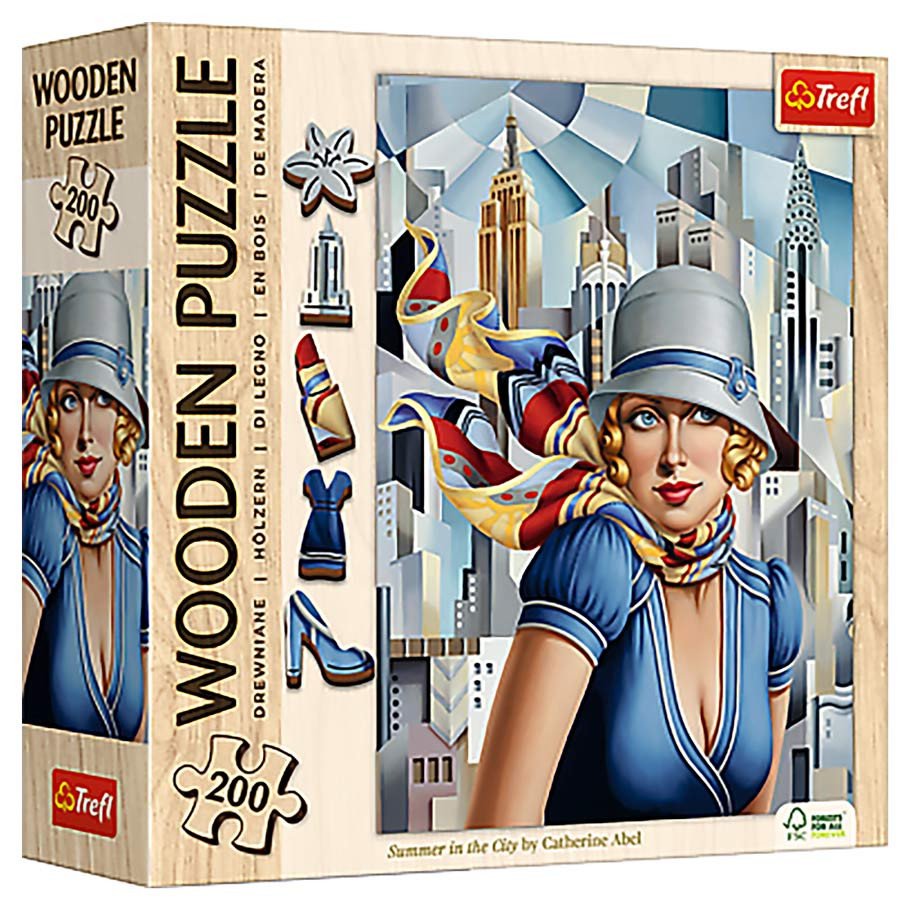 Puzzle: Summer in the City 200pc Wood box art